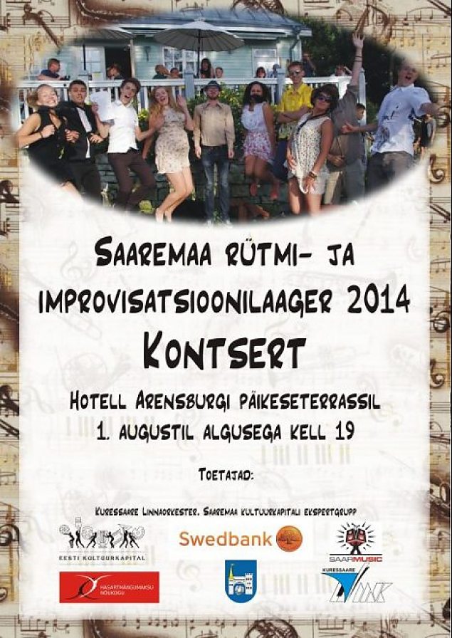 Saaremaa rütmi- ja improvisatsioonilaagri kontsert 1. augustil kell 19.00