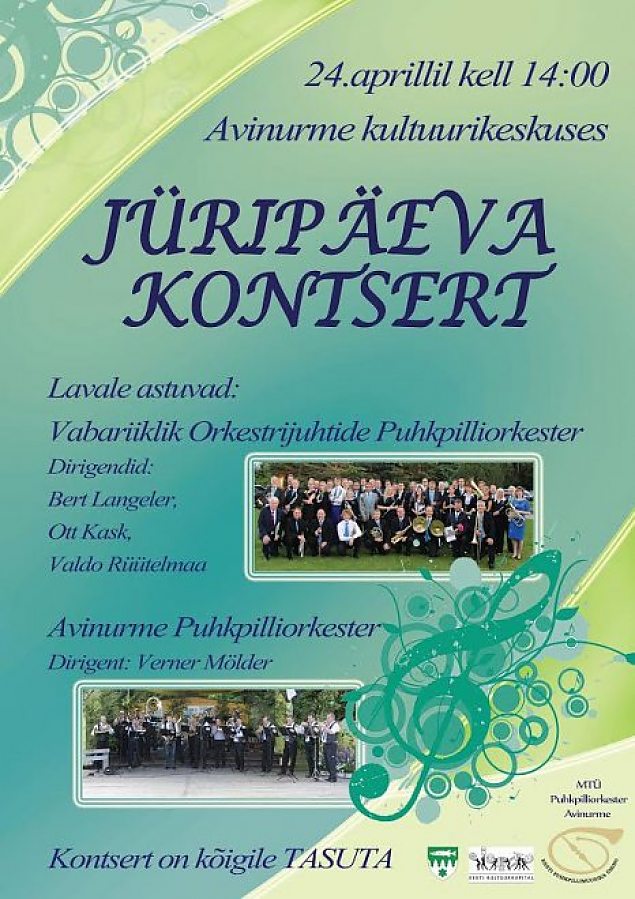 Vabariiklik Orkestrijuhtide Puhkpilliorkestri ja Avinurme puhkpilliorkestri kontsert Avinurme Kultuurikeskuses.