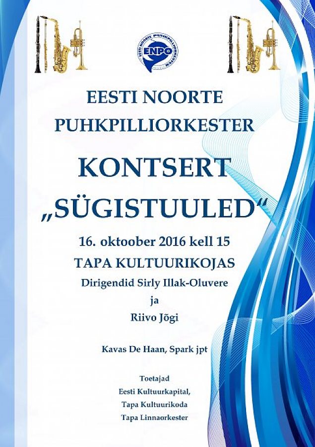 Eesti Noorte Puhkpilliorkestri kontsert "Sügistuuled"